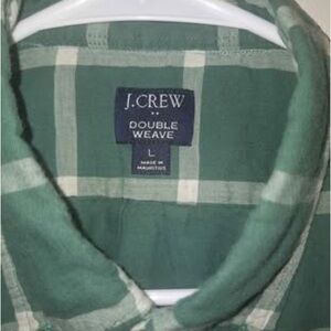 J. Crew Men's Green Plaid Double-Weave Button-Down Shirt